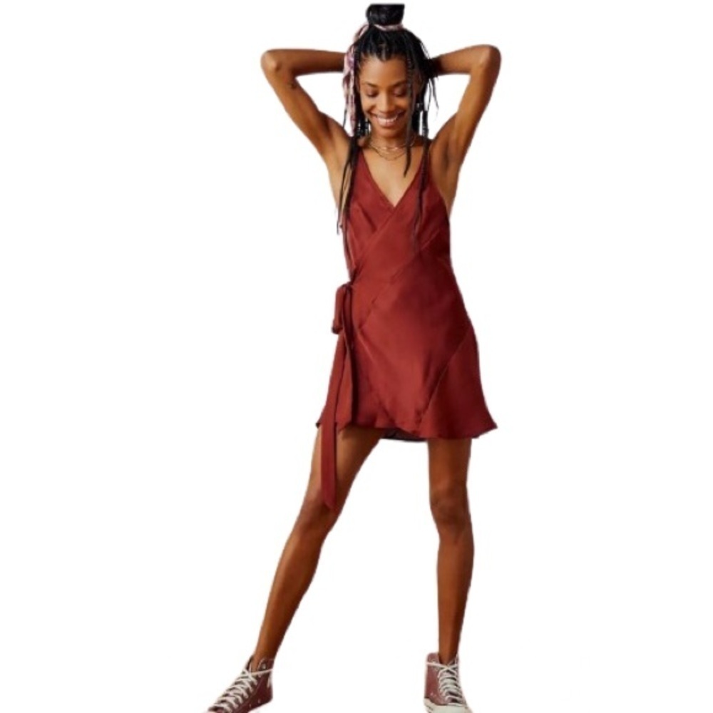 Women's S Intimately FP Like Me Or Love Me Slip Silky DeepV Neck Side Tie Close